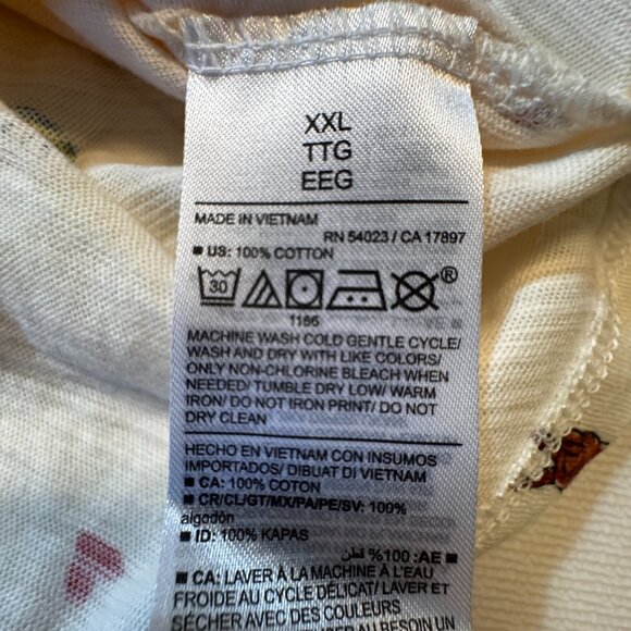 Old Navy V-Neck Tee XXL Cream Peace Heart All Over Print - Picture 6 of 6